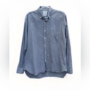 Billy Reid Shirt Mens L Black White Gingham Button Down Long Sleeve 100% Cotton